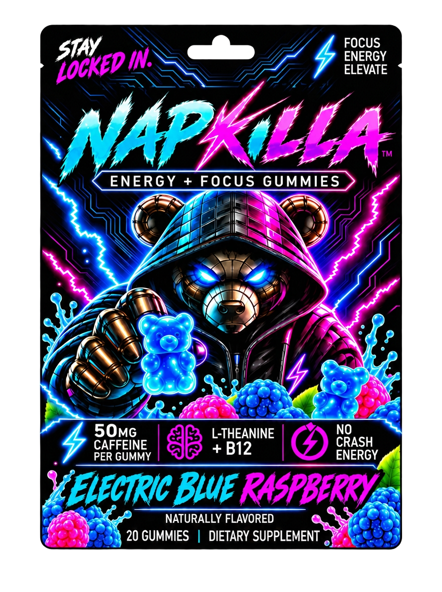 NapKilla Electric Blue Raspberry pouch, 20 gummies